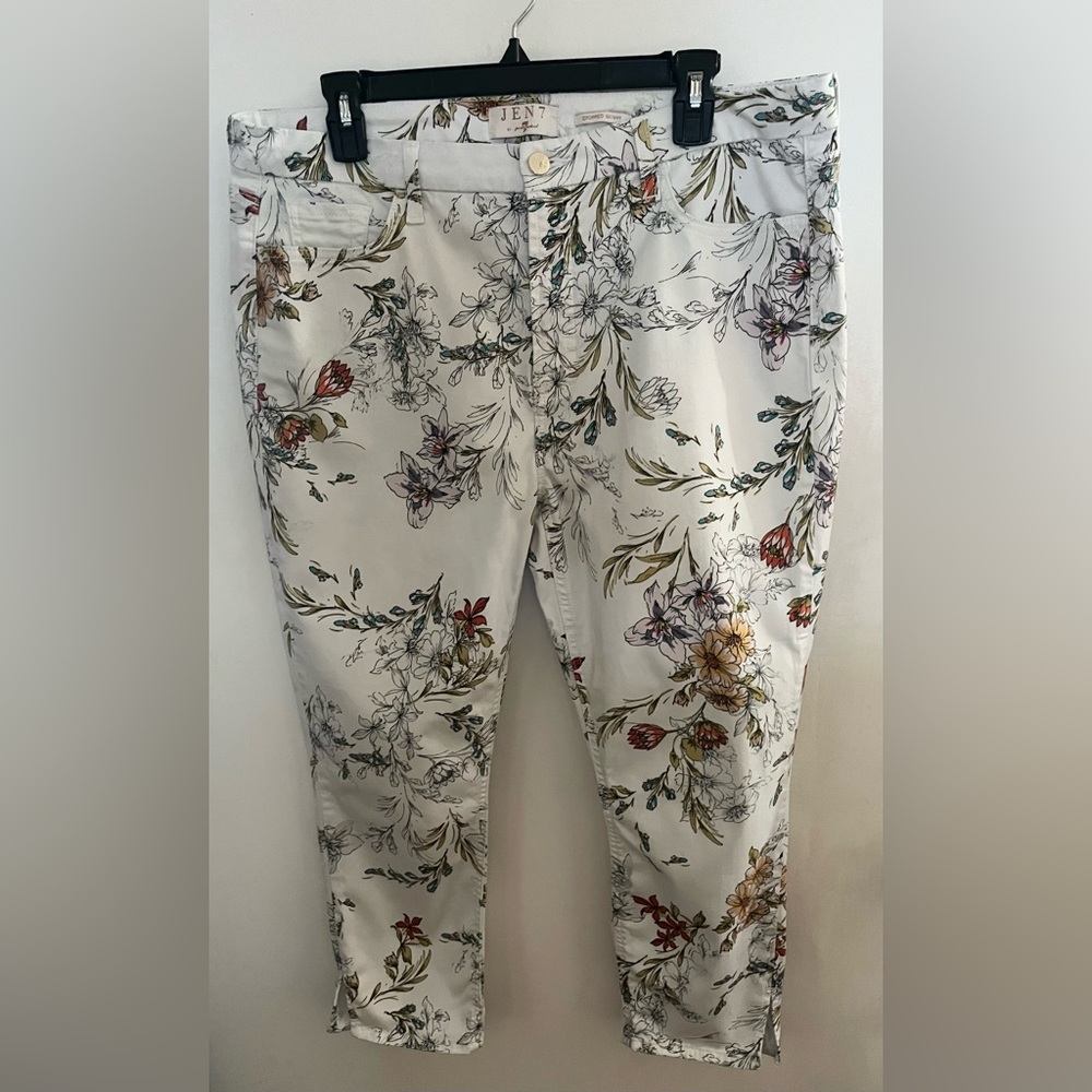 Jen7 by Seven for All Mankind Cropped Skinny Floral Jeans Size 16